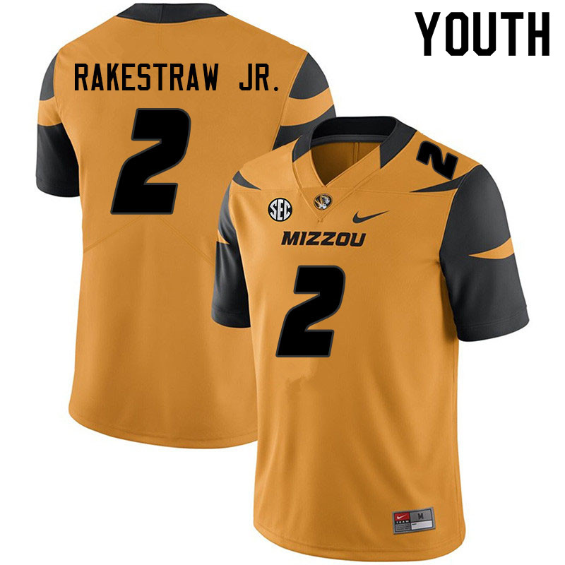 Youth #2 Ennis Rakestraw Jr. Missouri Tigers College Football Jerseys Sale-Yellow
